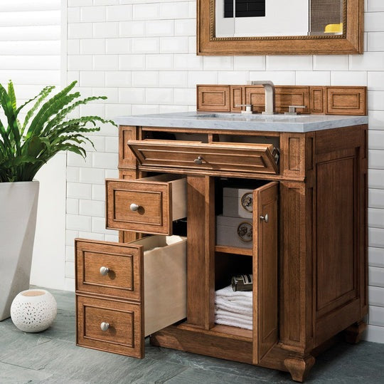 James Martin Vanities Bristol Collection 30 in. Single Vanity in Saddle Brown with Countertop Options - 157-V30-SBR-3AF