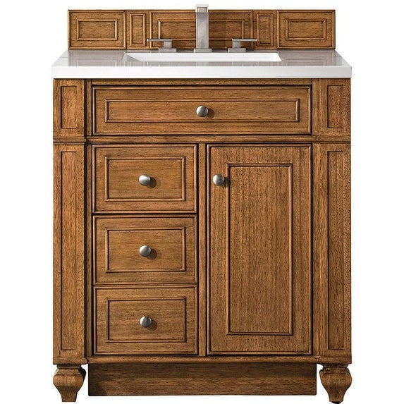 James Martin Vanities Bristol Collection 30 in. Single Vanity in Saddle Brown with Countertop Options - 157-V30-SBR-3AF