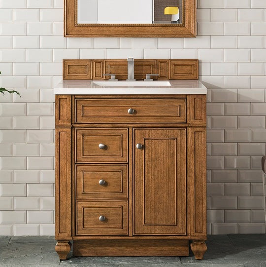 James Martin Vanities Bristol Collection 30 in. Single Vanity in Saddle Brown with Countertop Options - 157-V30-SBR-3AF