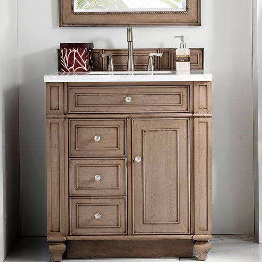 James Martin Vanities Bristol Collection 30 in. Single Vanity in Whitewashed Walnut with Countertop Options - 157-V30-WW-3CBL