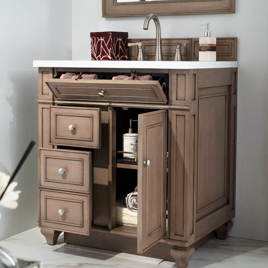 James Martin Vanities Bristol Collection 30 in. Single Vanity in Whitewashed Walnut with Countertop Options - 157-V30-WW-3CBL