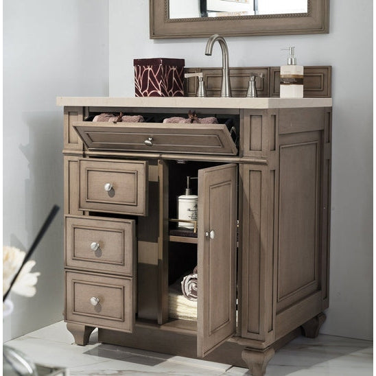 James Martin Vanities Bristol Collection 30 in. Single Vanity in Whitewashed Walnut with Countertop Options - 157-V30-WW-3CBL