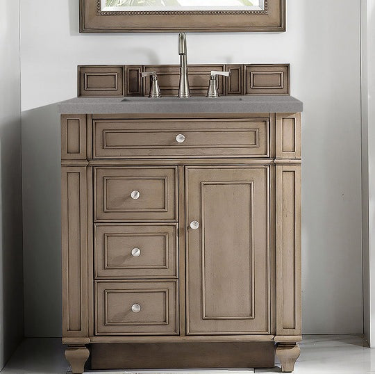 James Martin Vanities Bristol Collection 30 in. Single Vanity in Whitewashed Walnut with Countertop Options - 157-V30-WW-3CBL