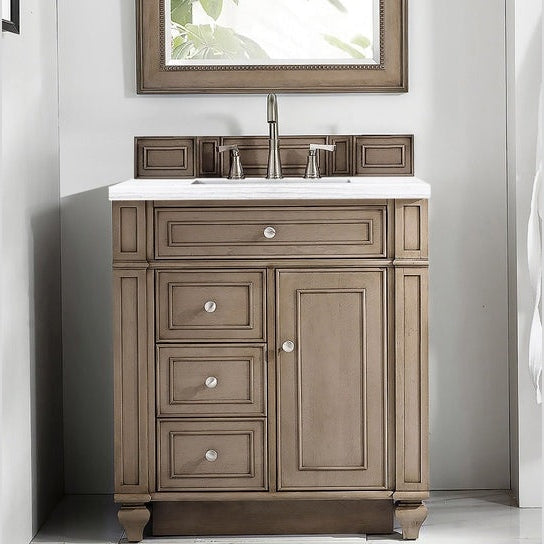 James Martin Vanities Bristol Collection 30 in. Single Vanity in Whitewashed Walnut with Countertop Options - 157-V30-WW-3CBL