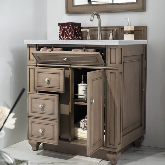 James Martin Vanities Bristol Collection 30 in. Single Vanity in Whitewashed Walnut with Countertop Options - 157-V30-WW-3CBL