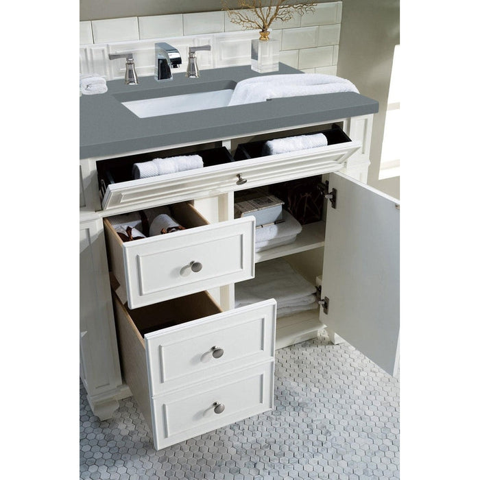 James Martin Vanities Bristol Collection 36 in. Single Vanity in Bright White with Countertop Options - 157-V36-BW-3AF