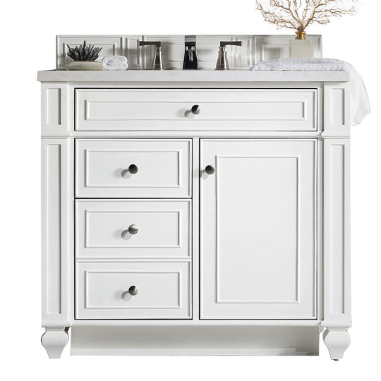 James Martin Vanities Bristol Collection 36 in. Single Vanity in Bright White with Countertop Options - 157-V36-BW-3AF