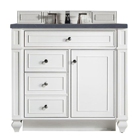 James Martin Vanities Bristol Collection 36 in. Single Vanity in Bright White with Countertop Options - 157-V36-BW-3AF