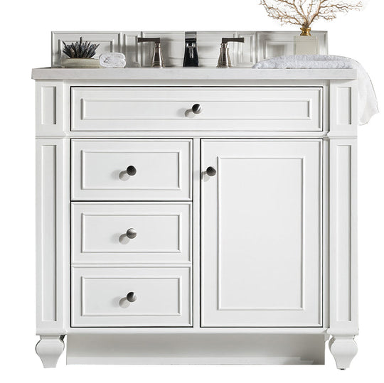 James Martin Vanities Bristol Collection 36 in. Single Vanity in Bright White with Countertop Options - 157-V36-BW-3AF