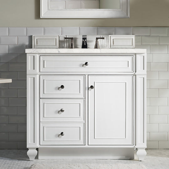 James Martin Vanities Bristol Collection 36 in. Single Vanity in Bright White with Countertop Options - 157-V36-BW-3AF