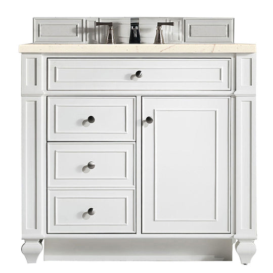 James Martin Vanities Bristol Collection 36 in. Single Vanity in Bright White with Countertop Options - 157-V36-BW-3AF