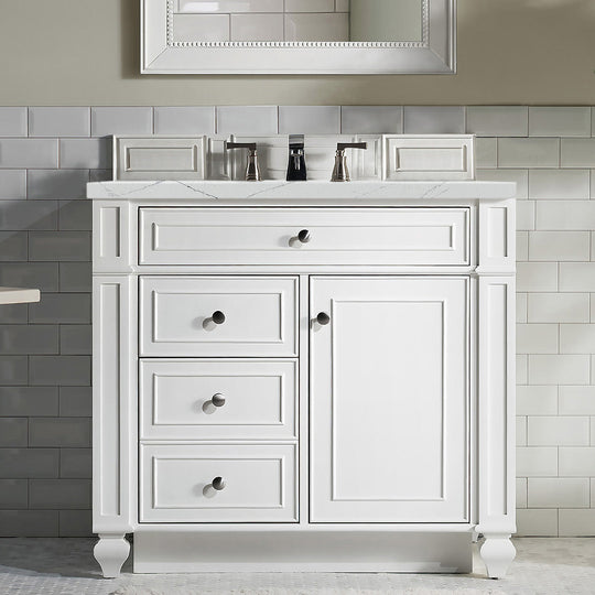 James Martin Vanities Bristol Collection 36 in. Single Vanity in Bright White with Countertop Options - 157-V36-BW-3AF