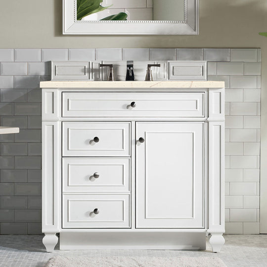 James Martin Vanities Bristol Collection 36 in. Single Vanity in Bright White with Countertop Options - 157-V36-BW-3AF