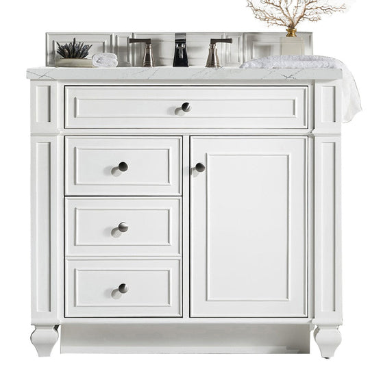 James Martin Vanities Bristol Collection 36 in. Single Vanity in Bright White with Countertop Options - 157-V36-BW-3AF