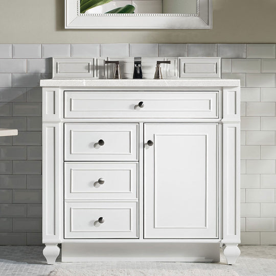 James Martin Vanities Bristol Collection 36 in. Single Vanity in Bright White with Countertop Options - 157-V36-BW-3AF