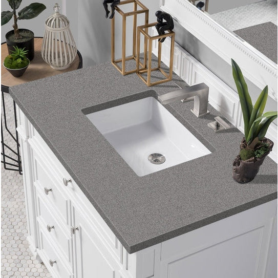 James Martin Vanities Bristol Collection 36 in. Single Vanity in Bright White with Countertop Options - 157-V36-BW-3AF