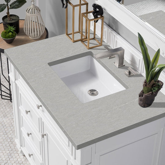 James Martin Vanities Bristol Collection 36 in. Single Vanity in Bright White with Countertop Options - 157-V36-BW-3AF