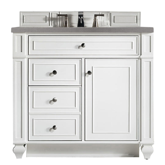 James Martin Vanities Bristol Collection 36 in. Single Vanity in Bright White with Countertop Options - 157-V36-BW-3AF