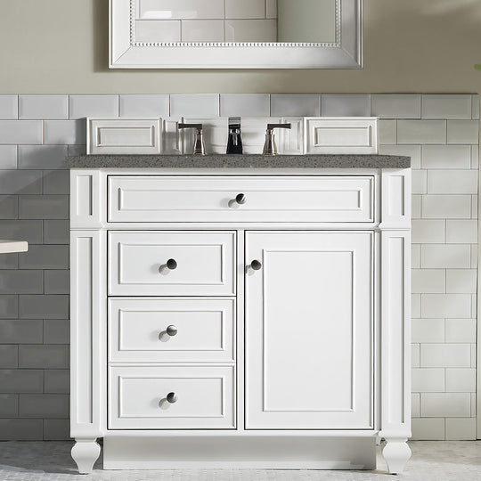 James Martin Vanities Bristol Collection 36 in. Single Vanity in Bright White with Countertop Options - 157-V36-BW-3AF