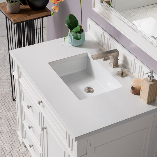 James Martin Vanities Bristol Collection 36 in. Single Vanity in Bright White with Countertop Options - 157-V36-BW-3AF