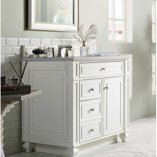 James Martin Vanities Bristol Collection 36 in. Single Vanity in Bright White with Countertop Options - 157-V36-BW-3AF