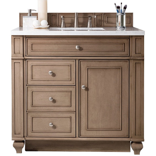 James Martin Vanities Bristol Collection 36 in. Single Vanity in Whitewashed Walnut with Countertop Options - 157-V36-WW-3AF