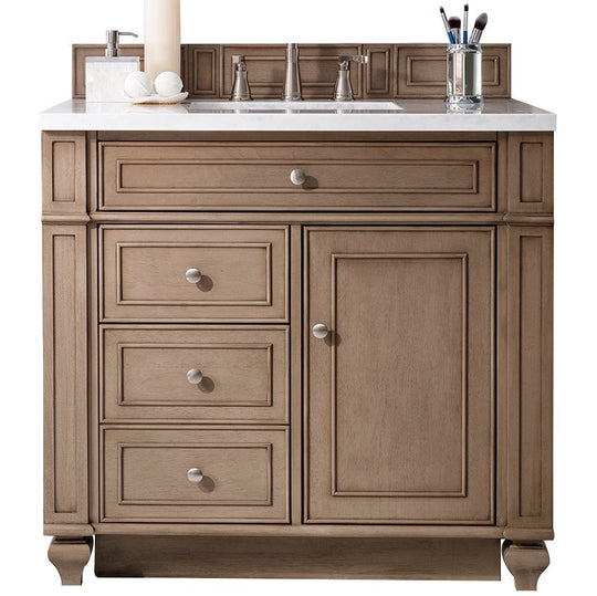 James Martin Vanities Bristol Collection 36 in. Single Vanity in Whitewashed Walnut with Countertop Options - 157-V36-WW-3AF