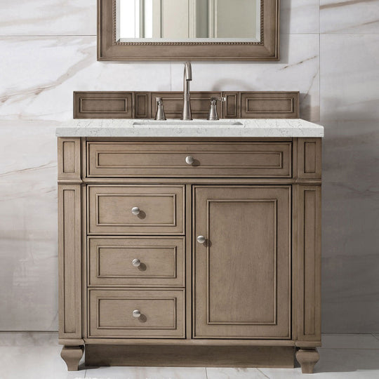 James Martin Vanities Bristol Collection 36 in. Single Vanity in Whitewashed Walnut with Countertop Options - 157-V36-WW-3AF