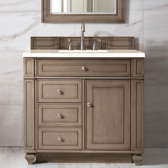 James Martin Vanities Bristol Collection 36 in. Single Vanity in Whitewashed Walnut with Countertop Options - 157-V36-WW-3AF