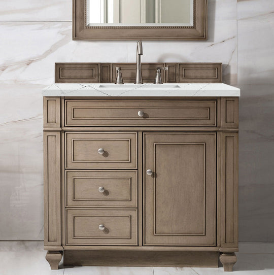 James Martin Vanities Bristol Collection 36 in. Single Vanity in Whitewashed Walnut with Countertop Options - 157-V36-WW-3AF