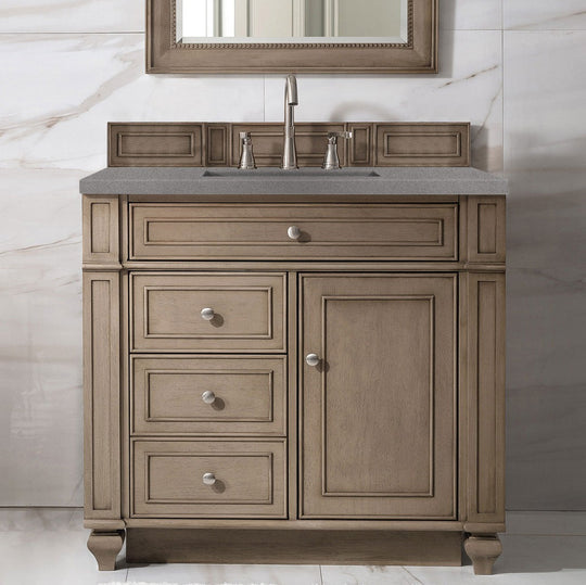 James Martin Vanities Bristol Collection 36 in. Single Vanity in Whitewashed Walnut with Countertop Options - 157-V36-WW-3AF