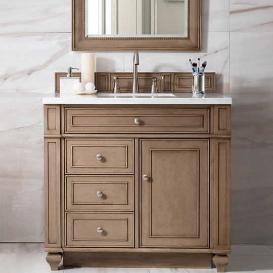 James Martin Vanities Bristol Collection 36 in. Single Vanity in Whitewashed Walnut with Countertop Options - 157-V36-WW-3AF