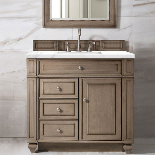 James Martin Vanities Bristol Collection 36 in. Single Vanity in Whitewashed Walnut with Countertop Options - 157-V36-WW-3AF