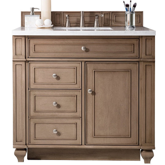 James Martin Vanities Bristol Collection 36 in. Single Vanity in Whitewashed Walnut with Countertop Options - 157-V36-WW-3AF