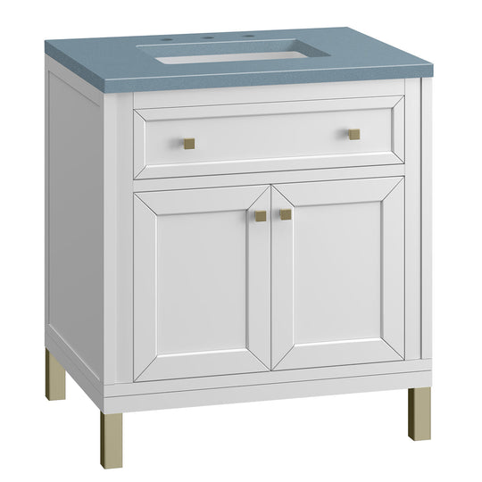 James Martin Vanities Chicago Collection 30 in. Single Vanity in Glossy White with Countertop Options - 305-V30-GW-3AF