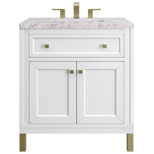 James Martin Vanities Chicago Collection 30 in. Single Vanity in Glossy White with Countertop Options - 305-V30-GW-3AF