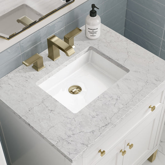 James Martin Vanities Chicago Collection 30 in. Single Vanity in Glossy White with Countertop Options - 305-V30-GW-3AF