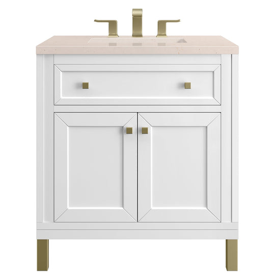 James Martin Vanities Chicago Collection 30 in. Single Vanity in Glossy White with Countertop Options - 305-V30-GW-3AF