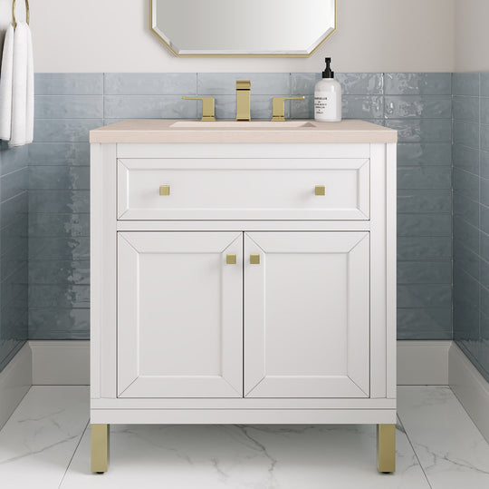 James Martin Vanities Chicago Collection 30 in. Single Vanity in Glossy White with Countertop Options - 305-V30-GW-3AF