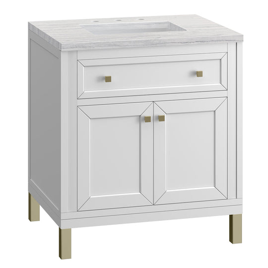 James Martin Vanities Chicago Collection 30 in. Single Vanity in Glossy White with Countertop Options - 305-V30-GW-3AF