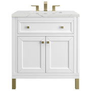 James Martin Vanities Chicago Collection 30 in. Single Vanity in Glossy White with Countertop Options - 305-V30-GW-3AF