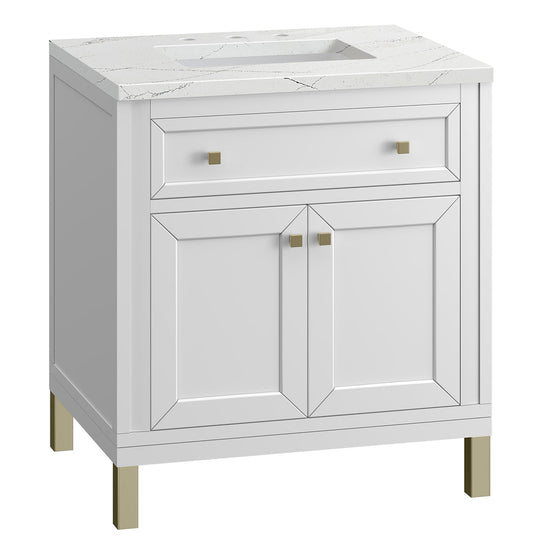 James Martin Vanities Chicago Collection 30 in. Single Vanity in Glossy White with Countertop Options - 305-V30-GW-3AF