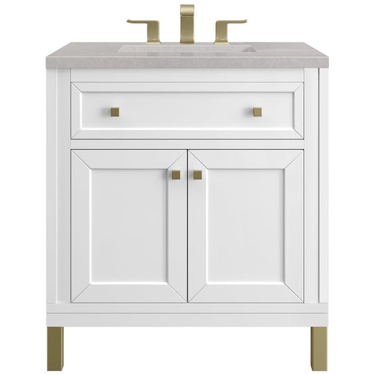 James Martin Vanities Chicago Collection 30 in. Single Vanity in Glossy White with Countertop Options - 305-V30-GW-3AF