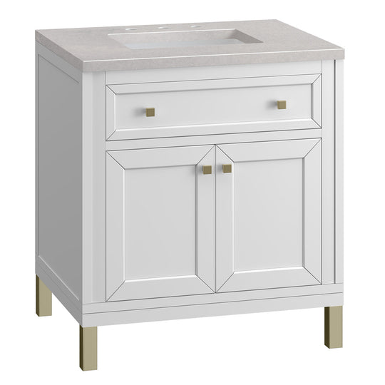 James Martin Vanities Chicago Collection 30 in. Single Vanity in Glossy White with Countertop Options - 305-V30-GW-3AF