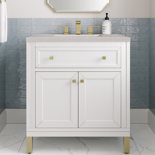 James Martin Vanities Chicago Collection 30 in. Single Vanity in Glossy White with Countertop Options - 305-V30-GW-3AF