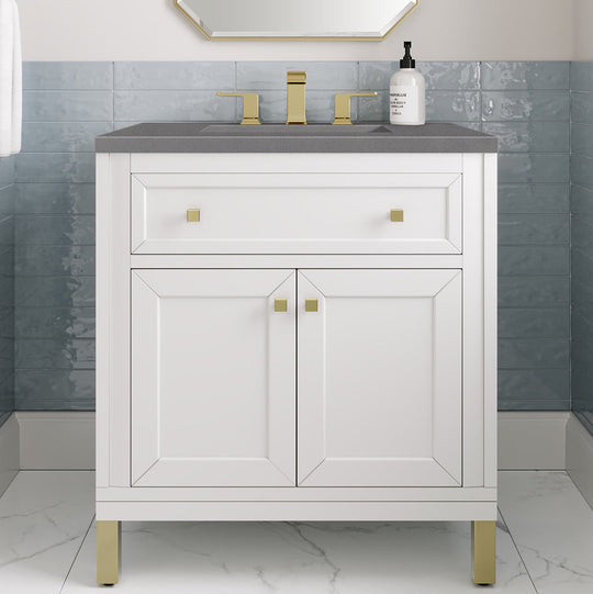 James Martin Vanities Chicago Collection 30 in. Single Vanity in Glossy White with Countertop Options - 305-V30-GW-3AF