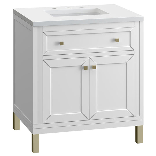 James Martin Vanities Chicago Collection 30 in. Single Vanity in Glossy White with Countertop Options - 305-V30-GW-3AF