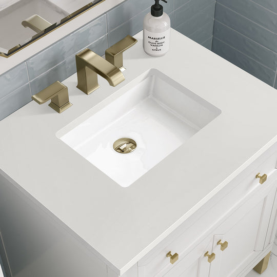 James Martin Vanities Chicago Collection 30 in. Single Vanity in Glossy White with Countertop Options - 305-V30-GW-3AF