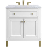 James Martin Vanities Chicago Collection 30 in. Single Vanity in Glossy White with Countertop Options - 305-V30-GW-3AF