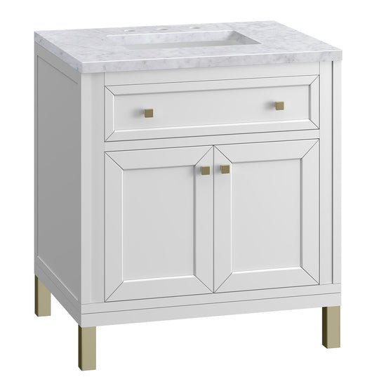 James Martin Vanities Chicago Collection 30 in. Single Vanity in Glossy White with Countertop Options - 305-V30-GW-3AF